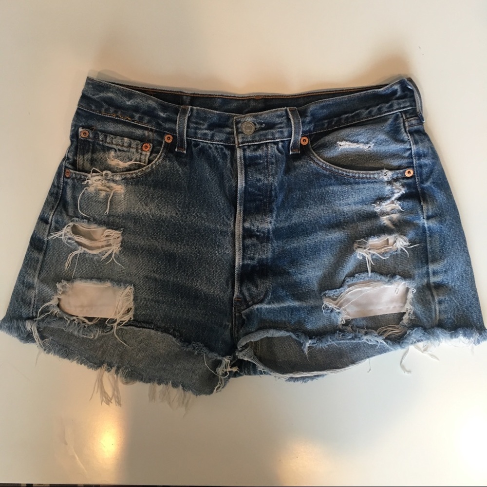 Levi Blue Ripped Shorts